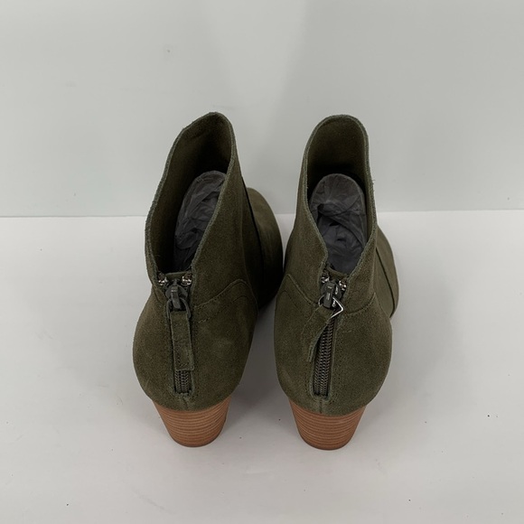 Violet & Red Cupid suede ankle boots olive green shoe bootie heel zipper new 9 - Picture 5 of 6